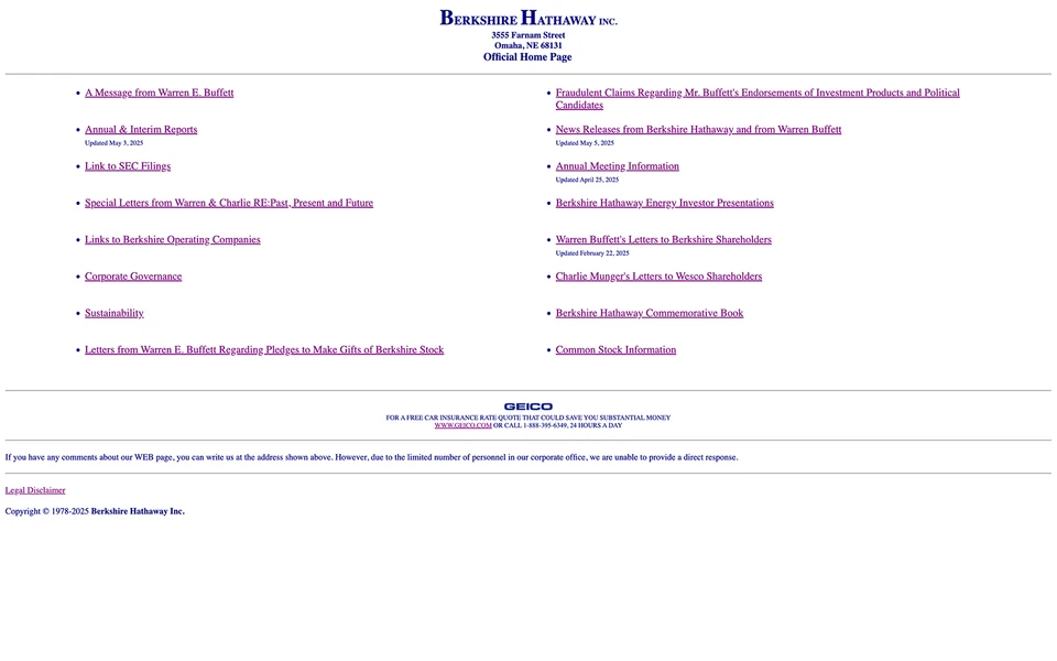 Screenshot of BerkshireHathaway.com