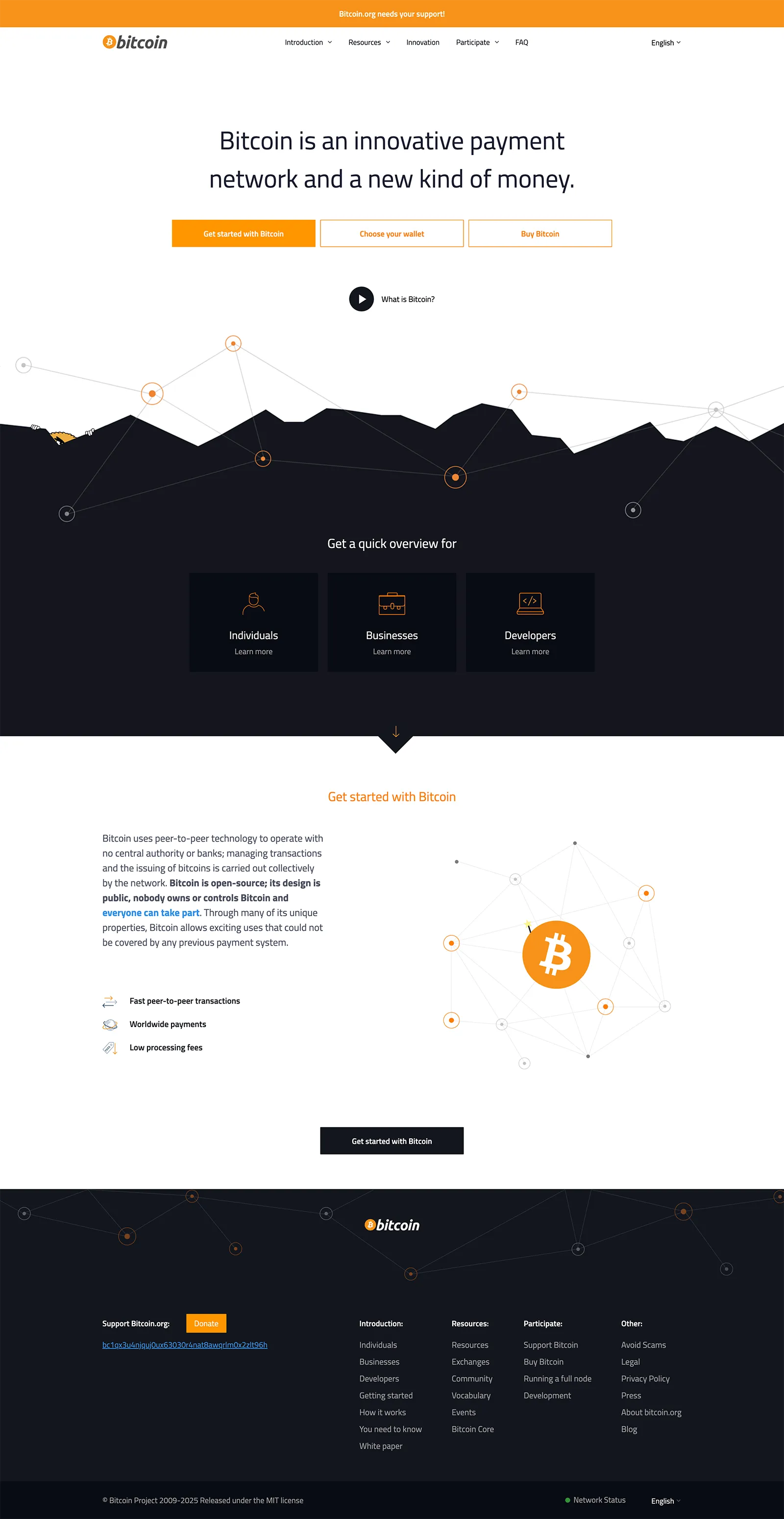 Screenshot of Bitcoin.org