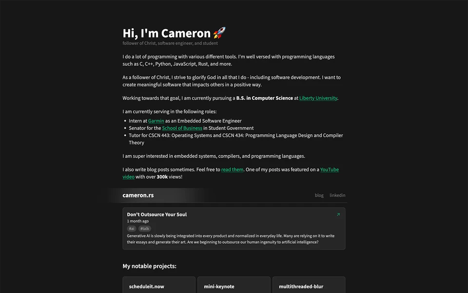 Screenshot of Cameron.rs