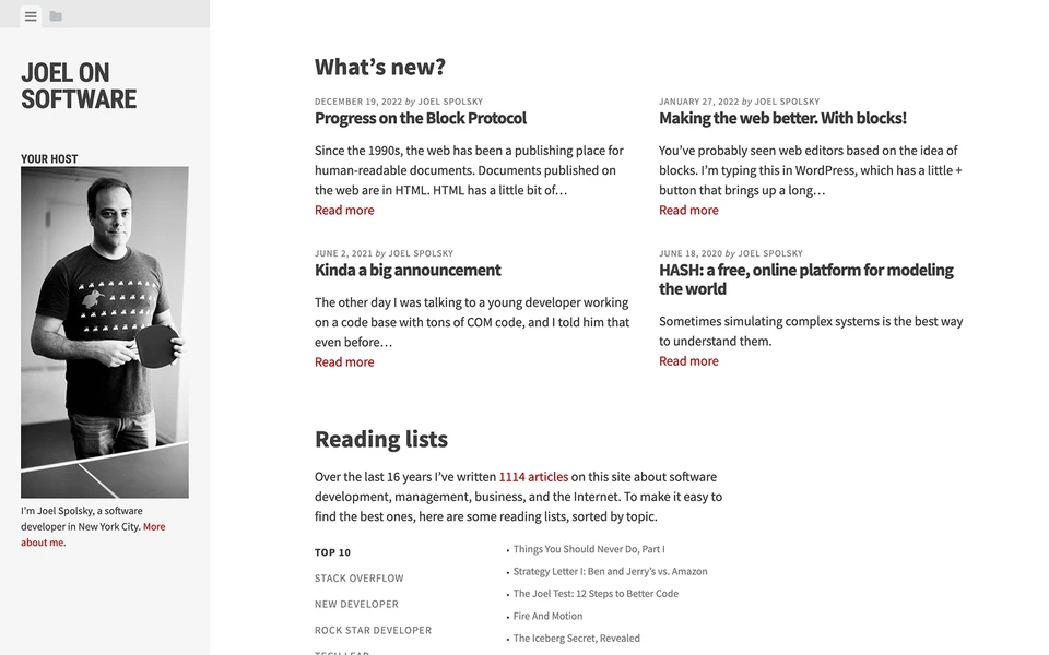 Screenshot of JoelOnSoftware.com