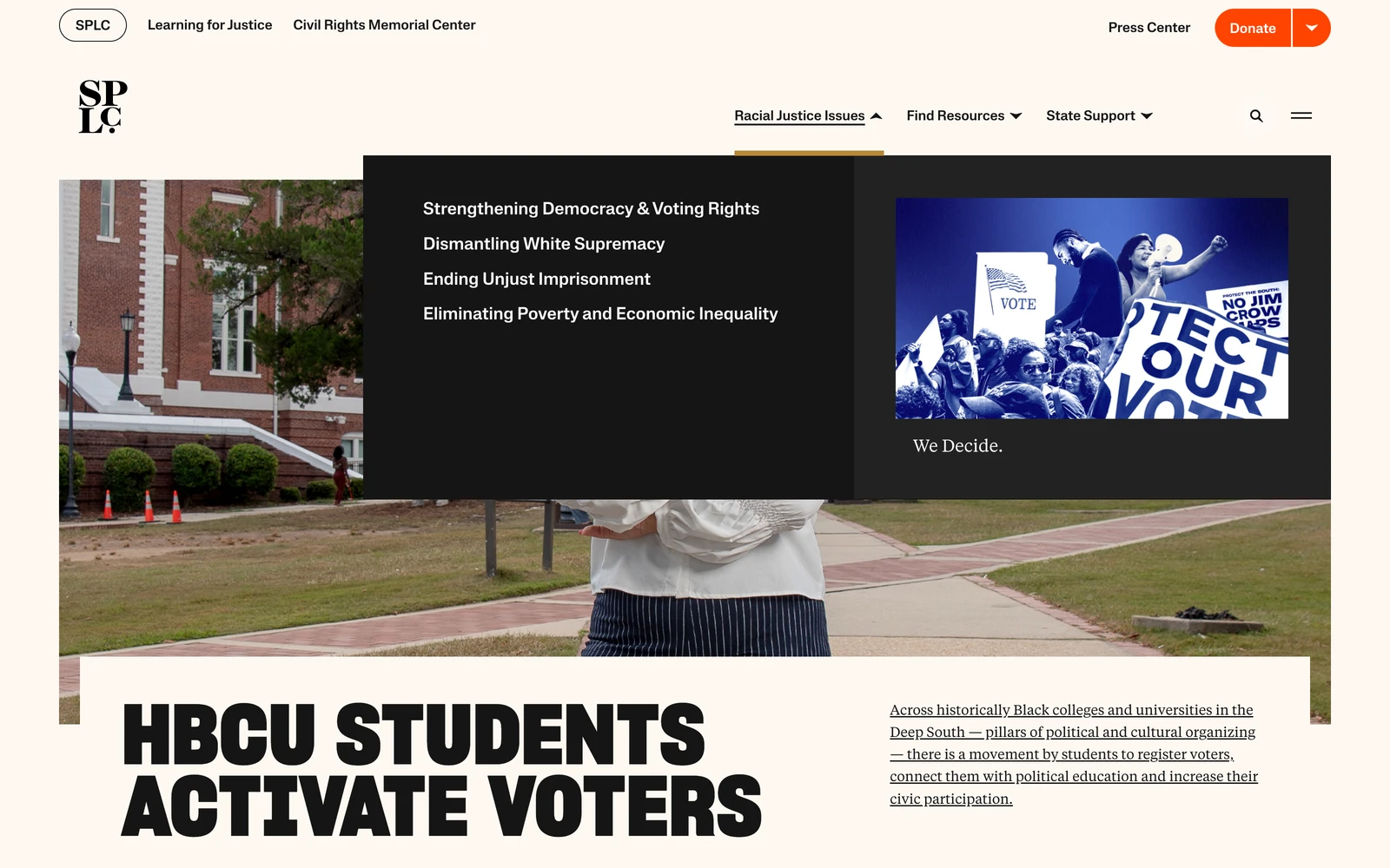 Navigation screenshot of SPLCenter.org