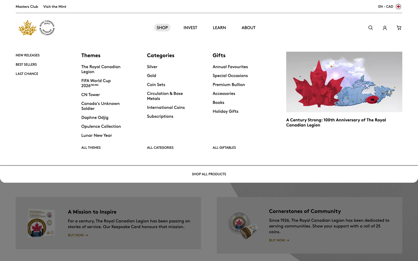 Navigation screenshot of Mint.ca