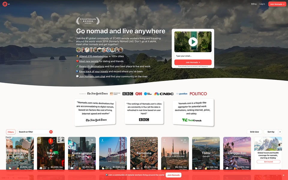 Screenshot of Nomads.com