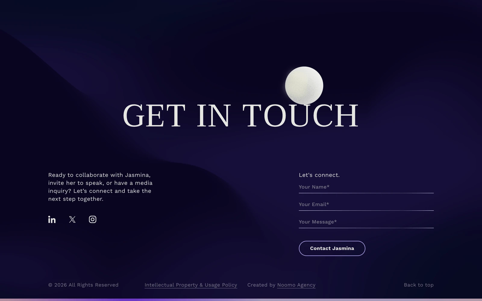 Bottom screenshot of JasminaDenner.com