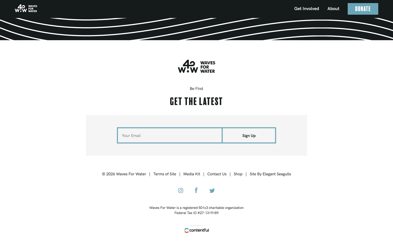 Bottom screenshot of WavesForWater.org