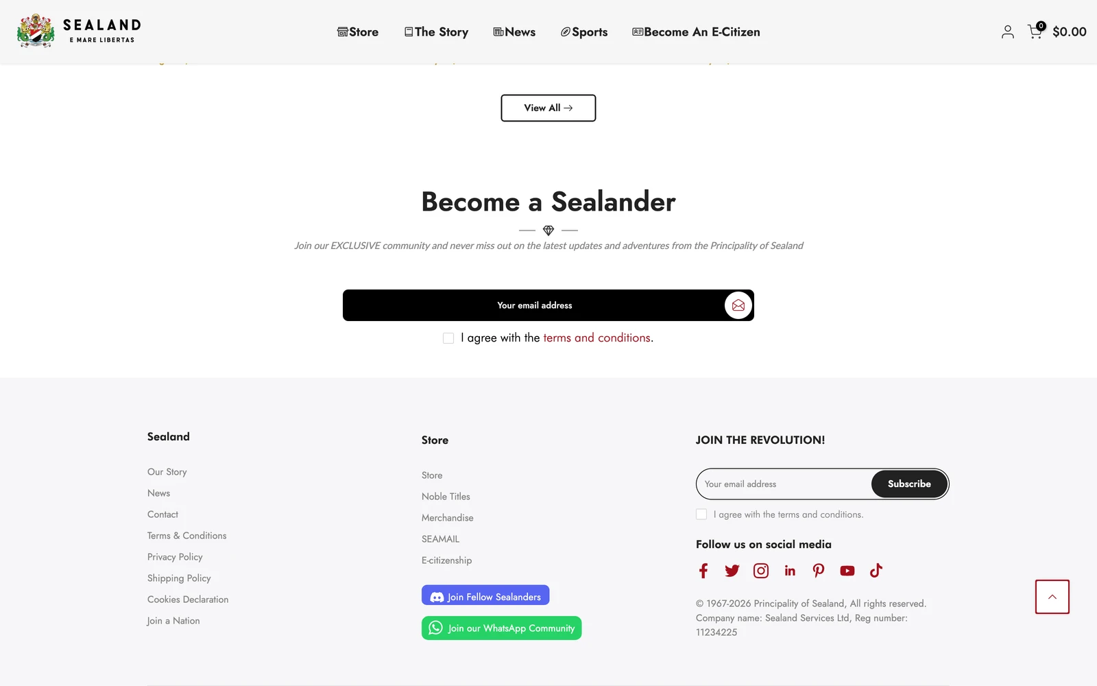 Bottom screenshot of SealandGov.org