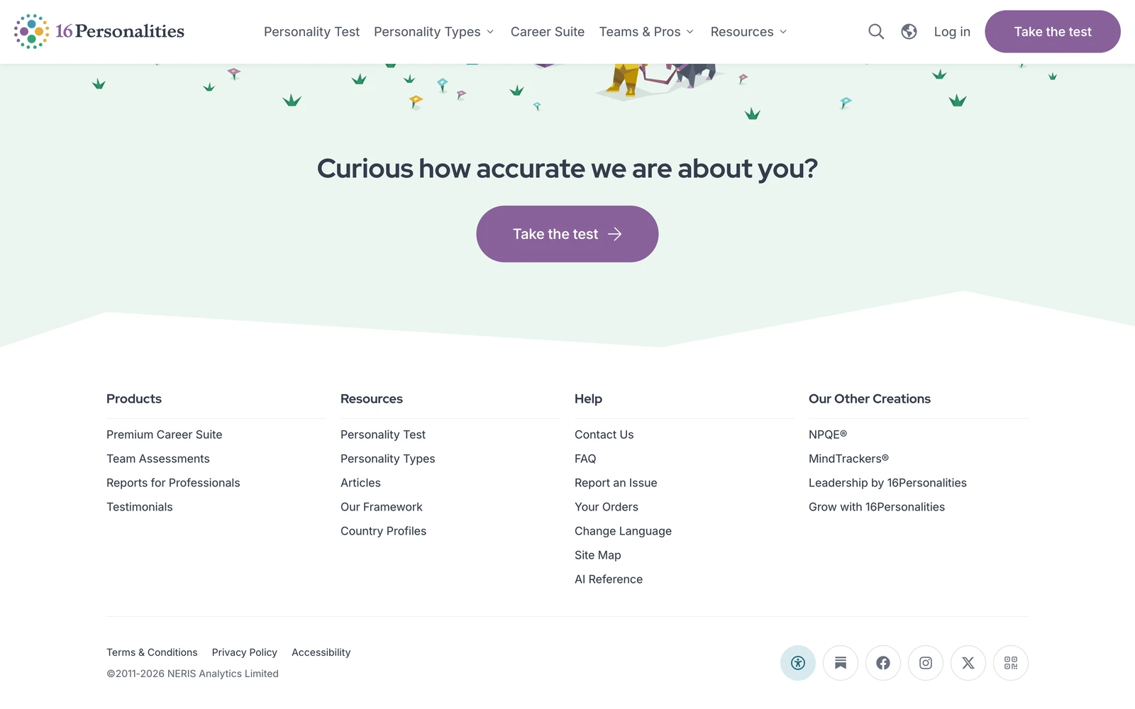Bottom screenshot of 16Personalities.com