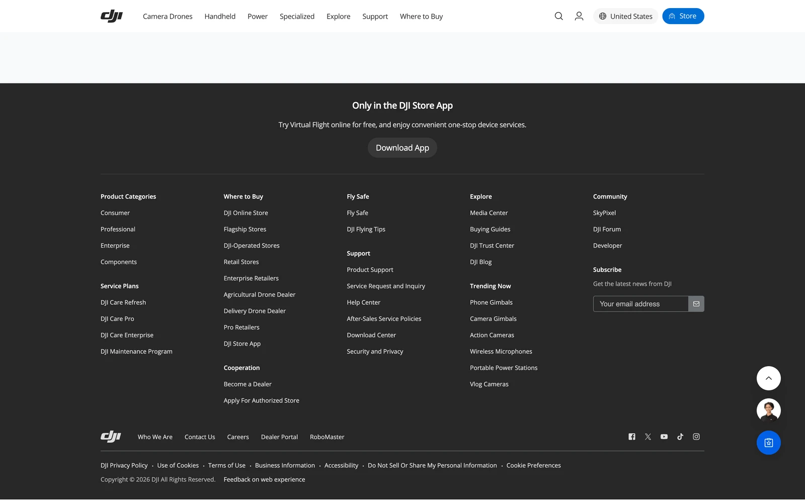 Bottom screenshot of DJI.com