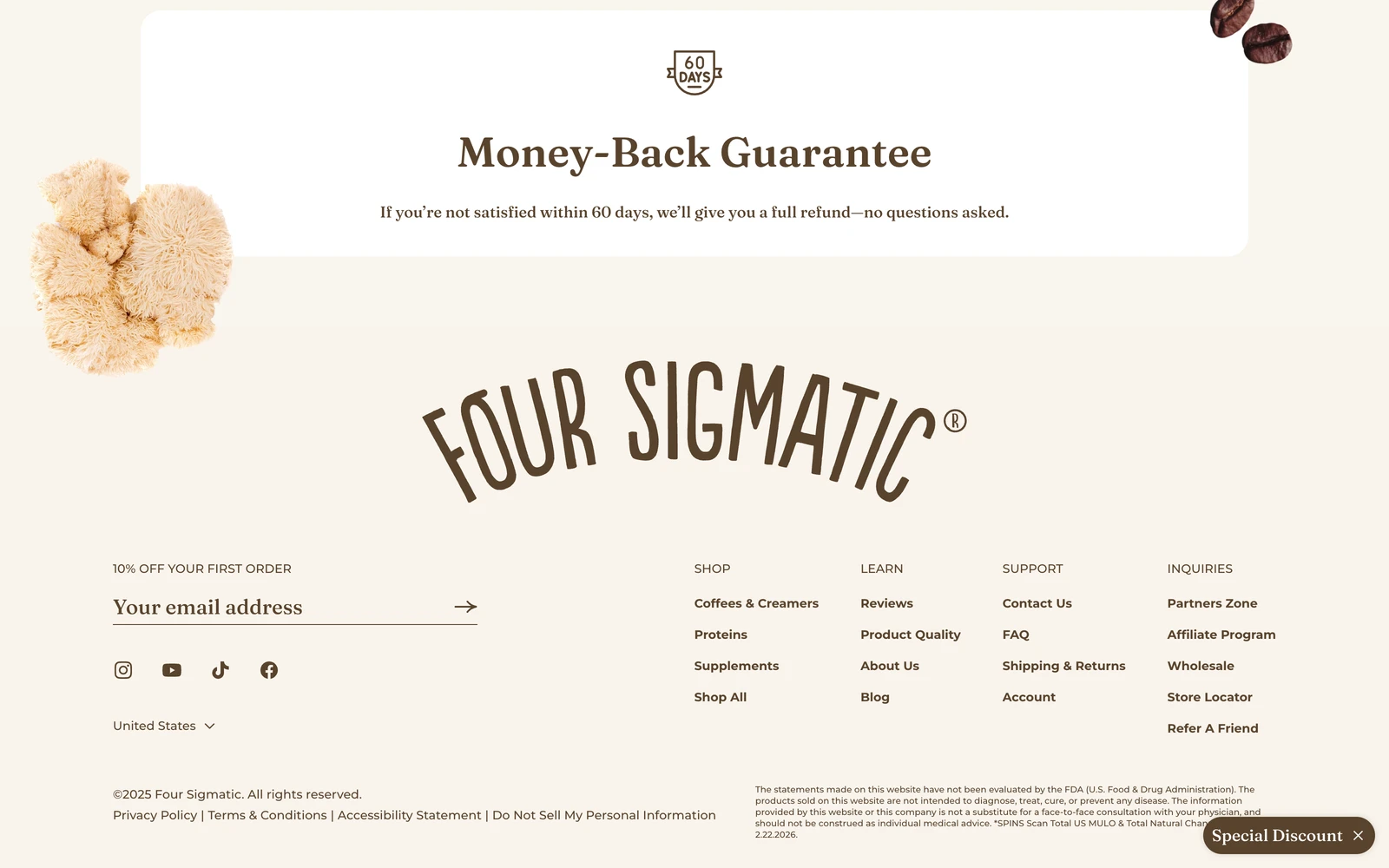 Bottom screenshot of FourSigmatic.com