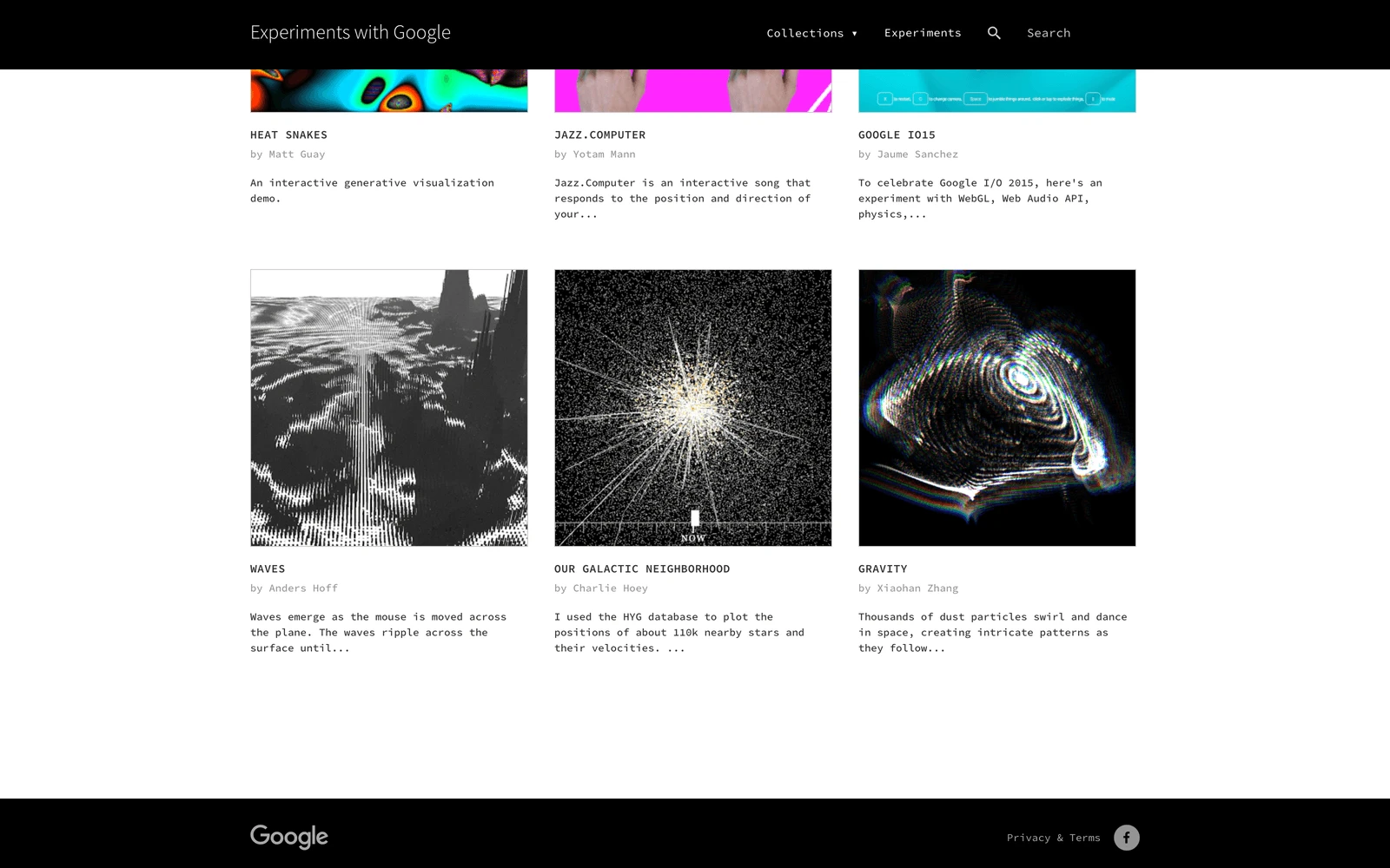 Bottom screenshot of WithGoogle.com Experiments