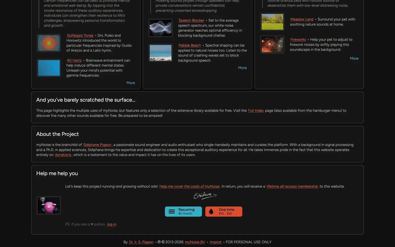 Bottom screenshot of MyNoise.net
