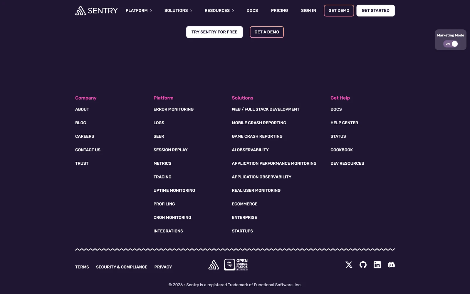 Bottom screenshot of Sentry.io