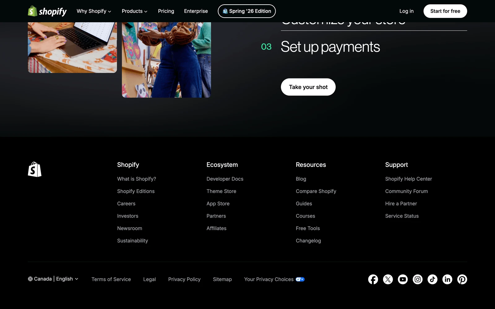 Bottom screenshot of Shopify.com
