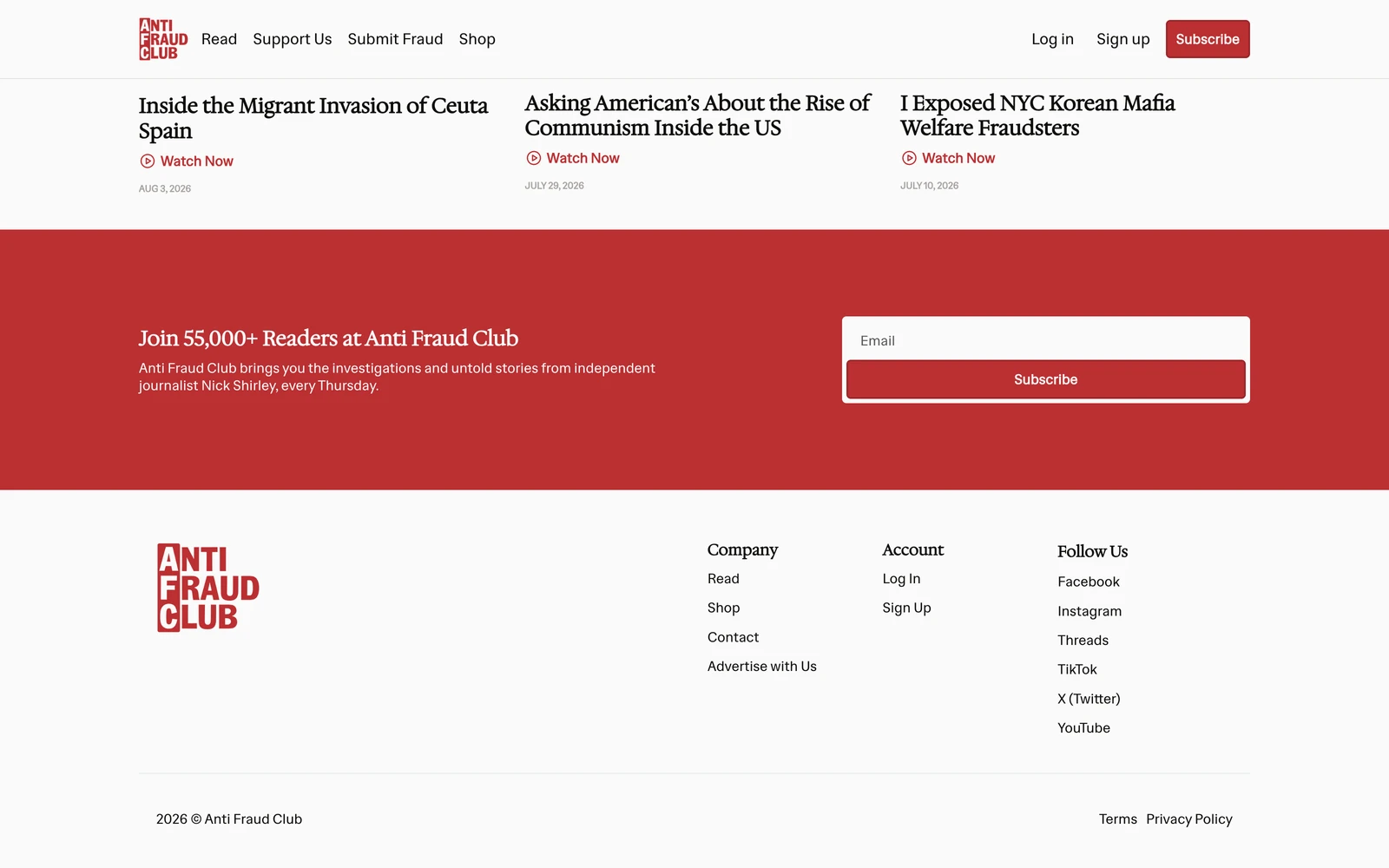 Bottom screenshot of AntiFraudClub.com