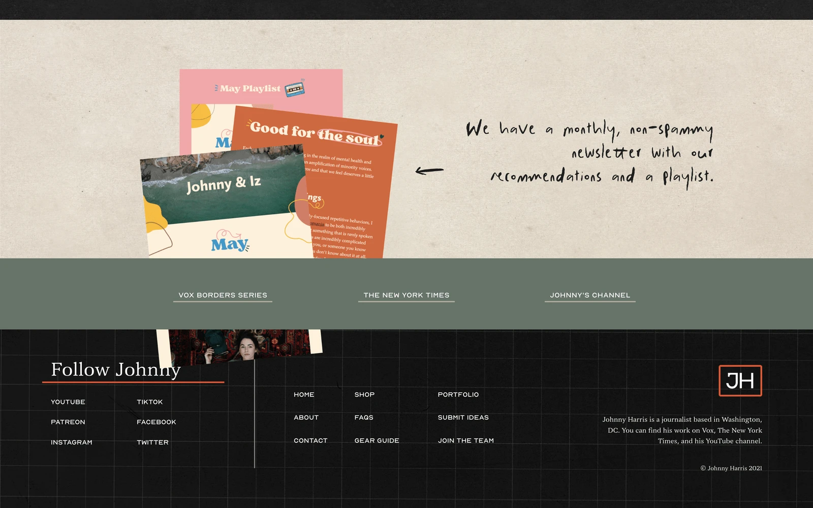 Bottom screenshot of JohnnyHarris.ch