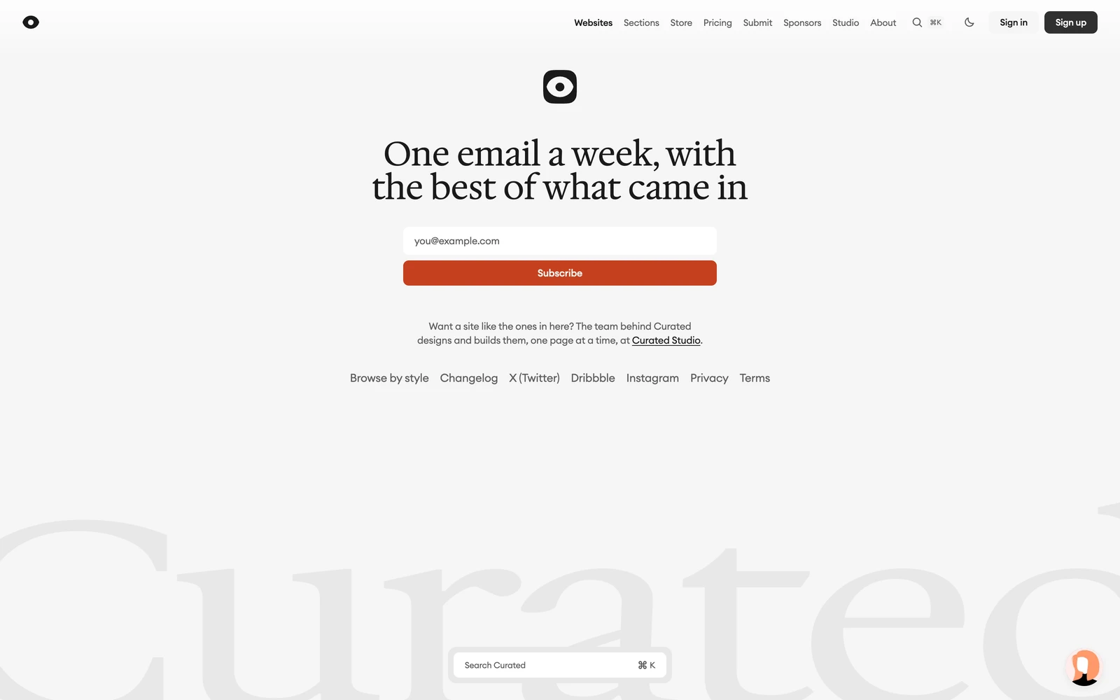 Bottom screenshot of Curated.Design