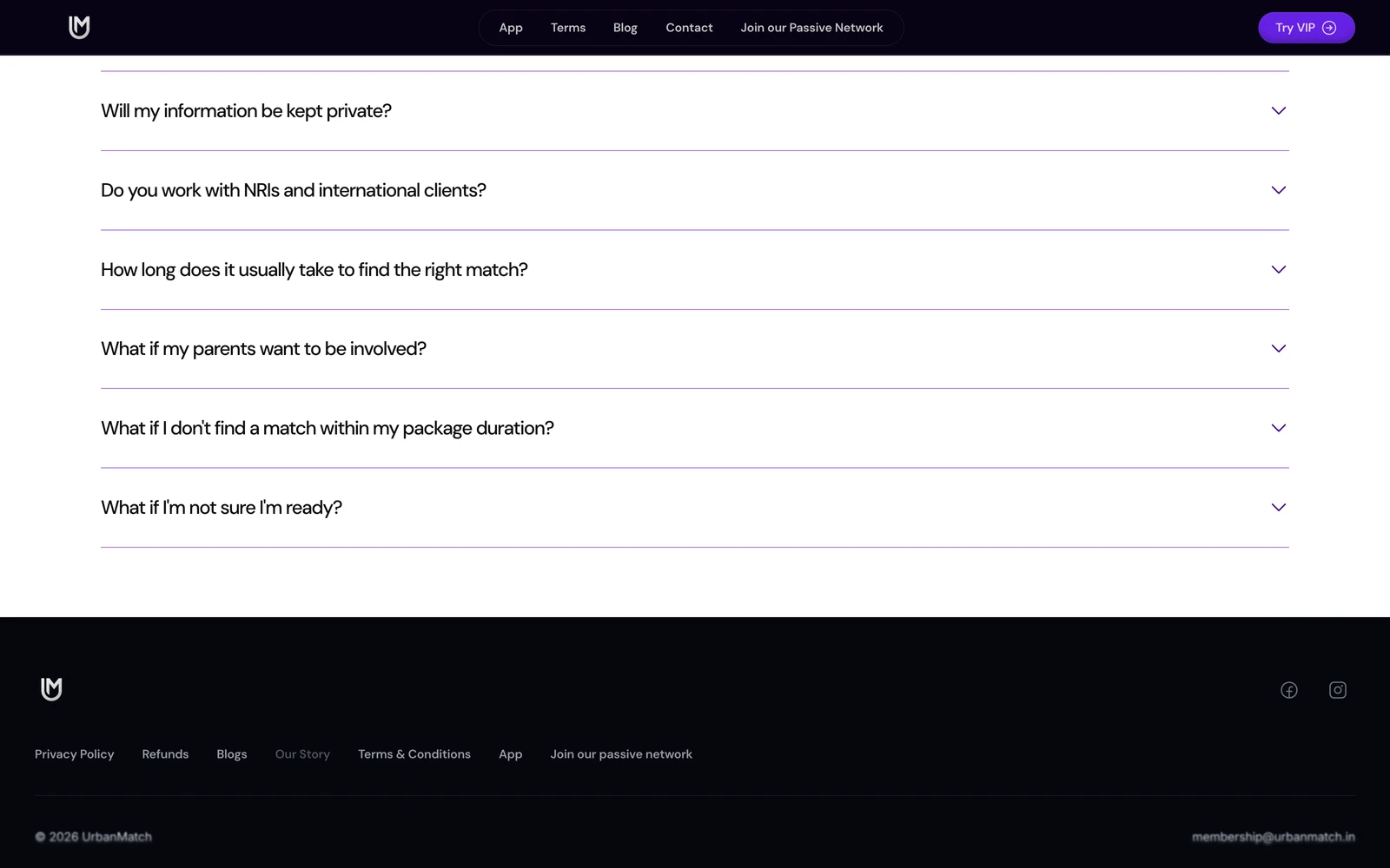 Bottom screenshot of UrbanMatch.in