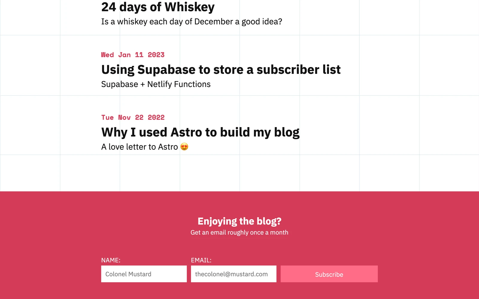 Bottom screenshot of Bloycey.Blog