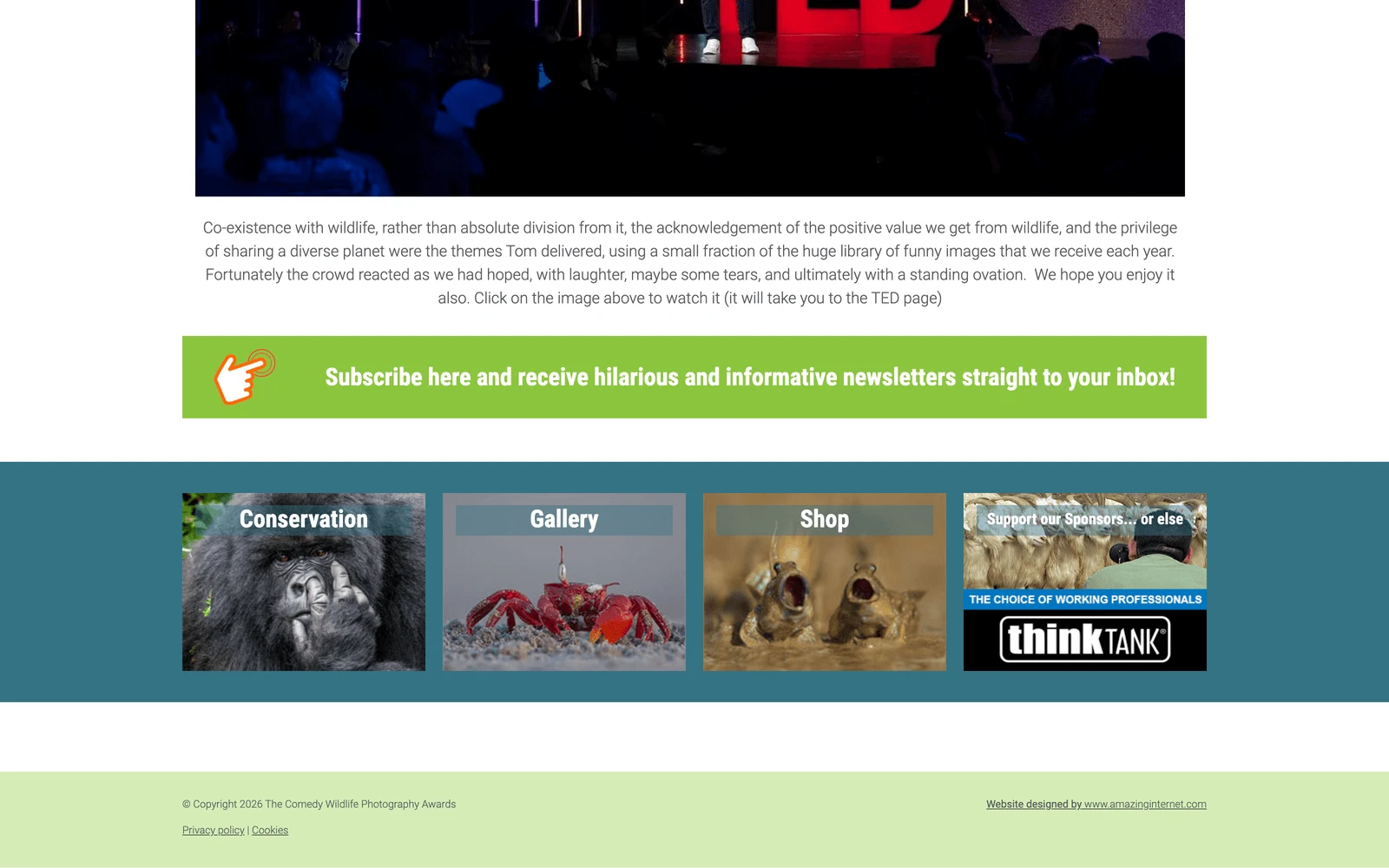 Bottom screenshot of ComedyWildlifePhoto.com