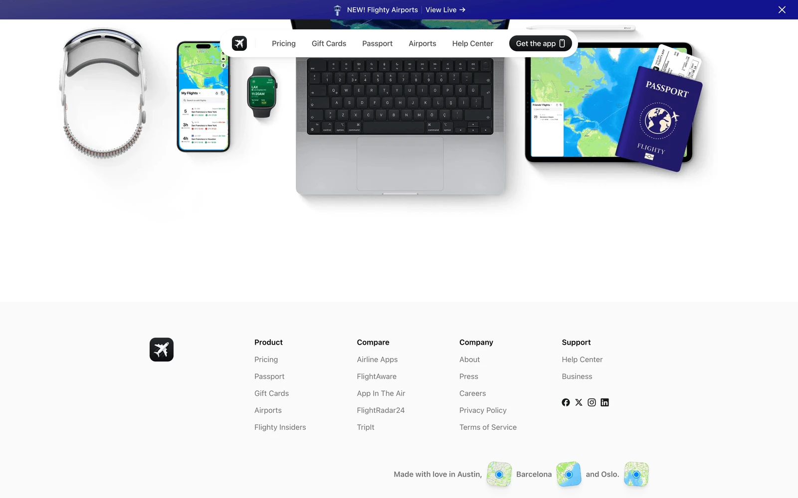 Bottom screenshot of Flighty.com