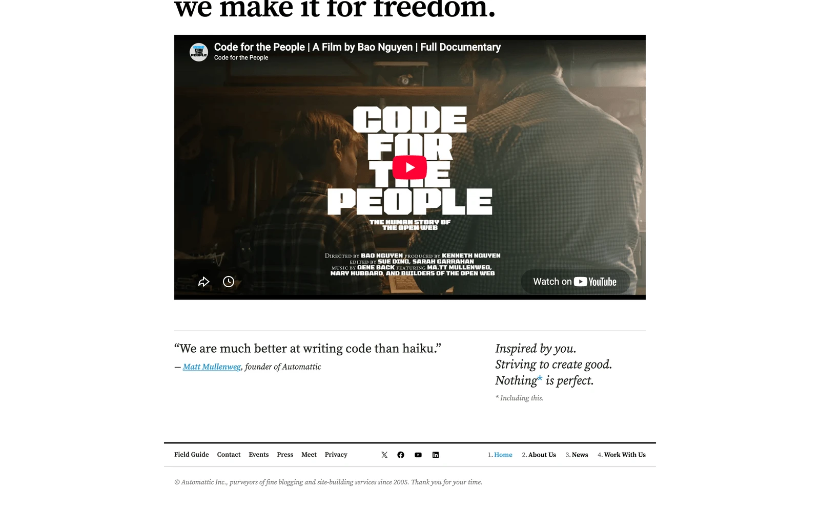 Bottom screenshot of Automattic.com