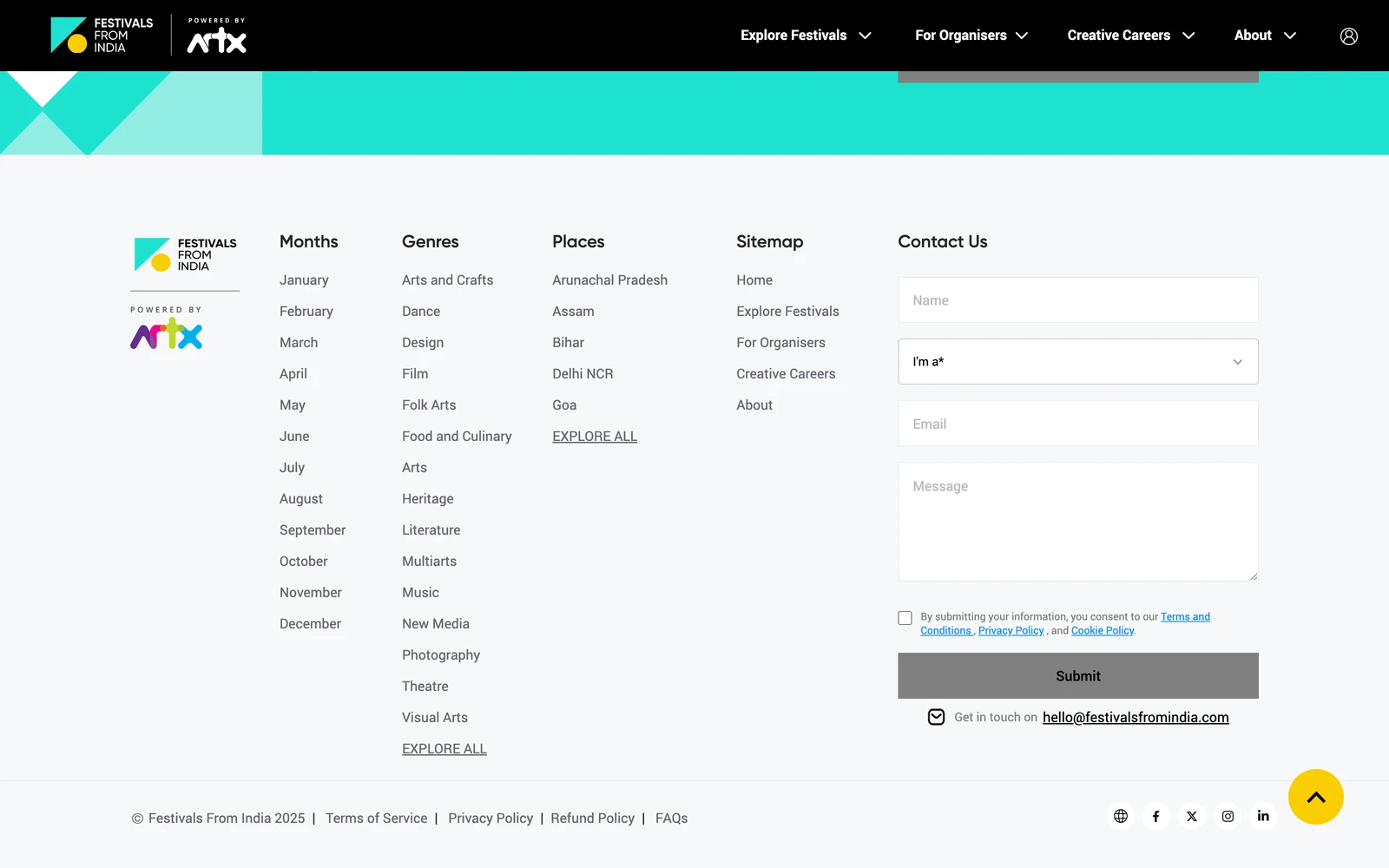Bottom screenshot of FestivalsFromIndia.com