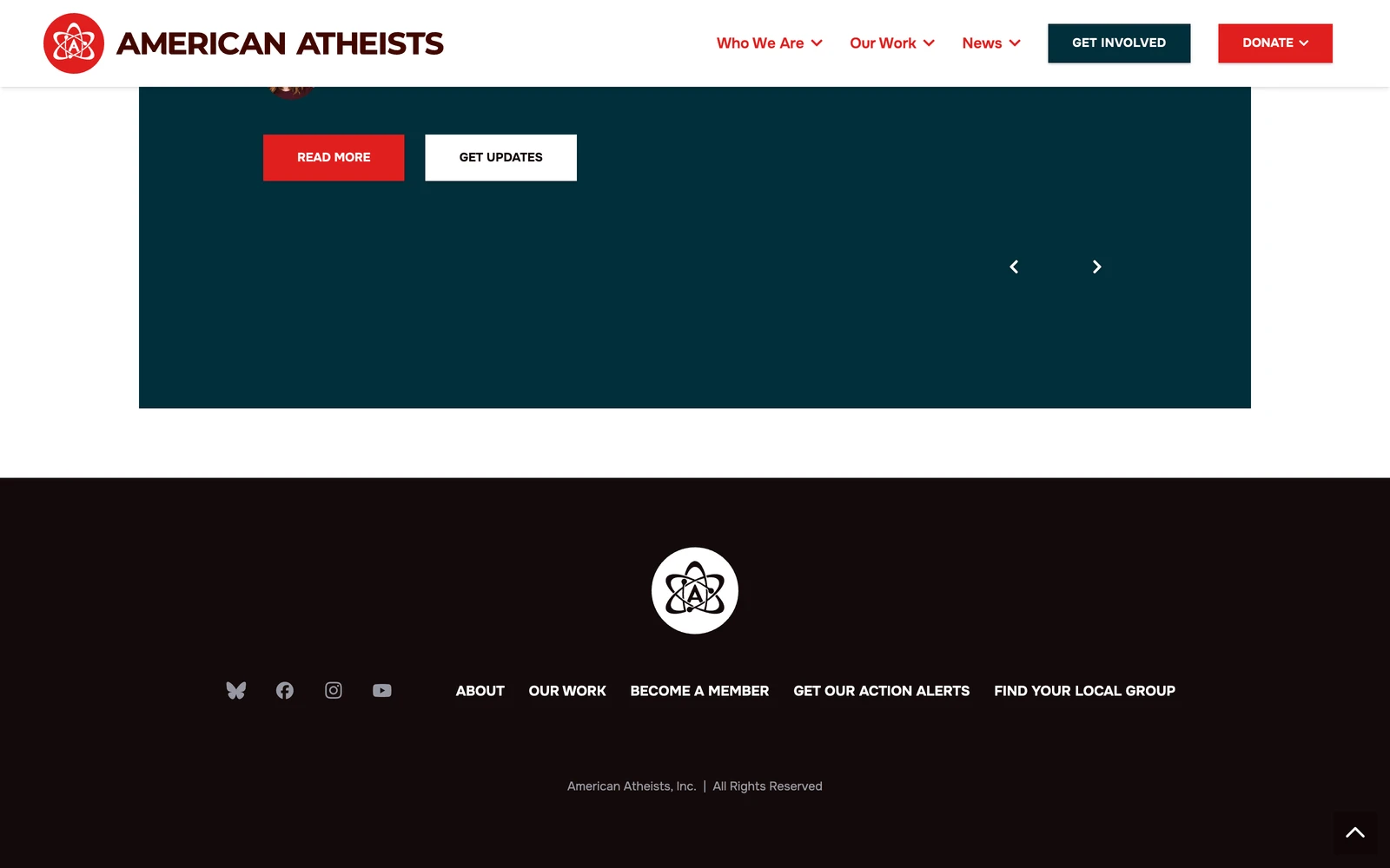 Bottom screenshot of Atheists.org