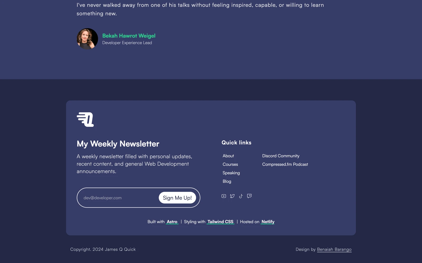 Bottom screenshot of JamesQQuick.com