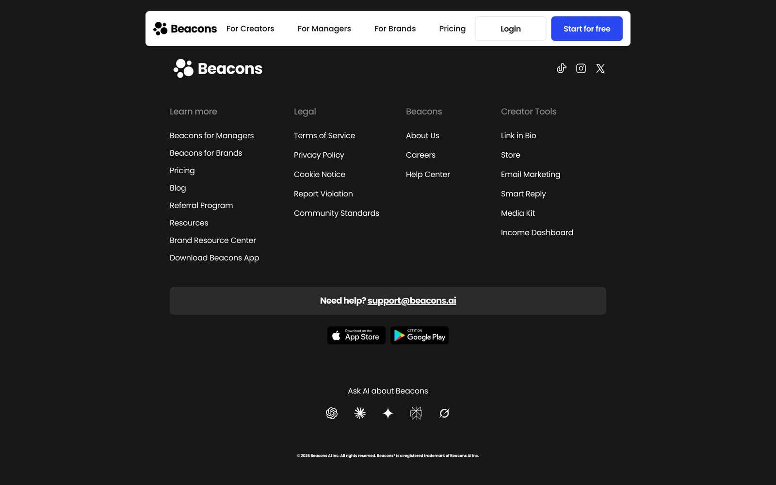 Bottom screenshot of Beacons.ai