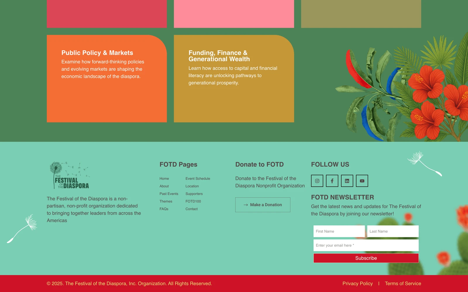Bottom screenshot of FestivalOfTheDiaspora.org