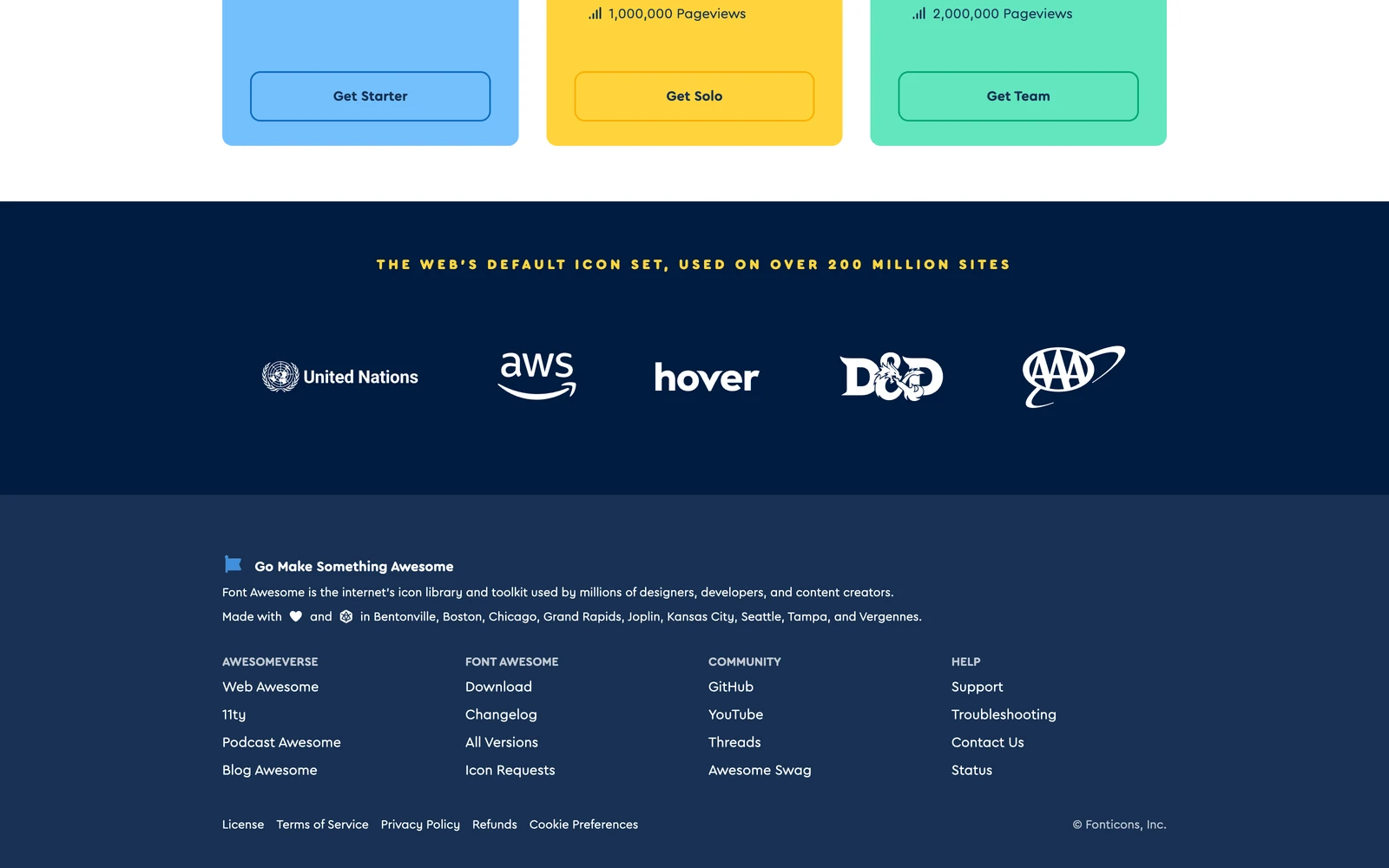 Bottom screenshot of FontAwesome.com