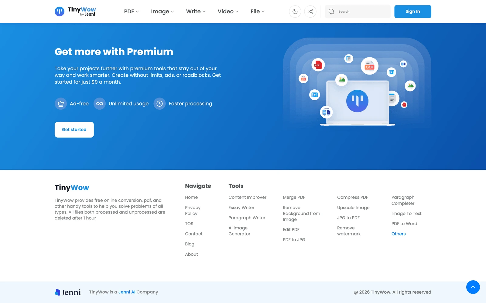 Bottom screenshot of TinyWow.com