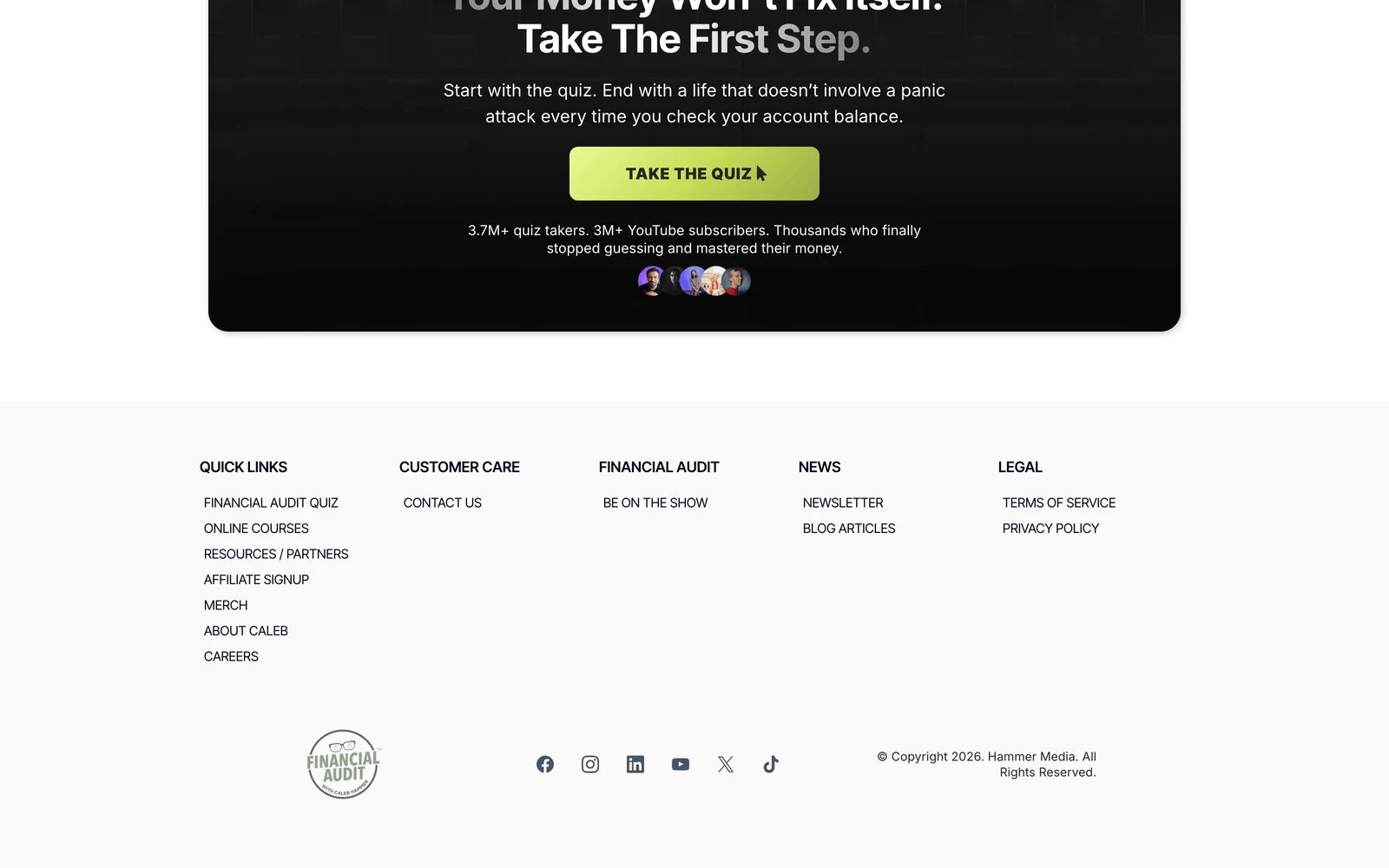 Bottom screenshot of CalebHammer.com