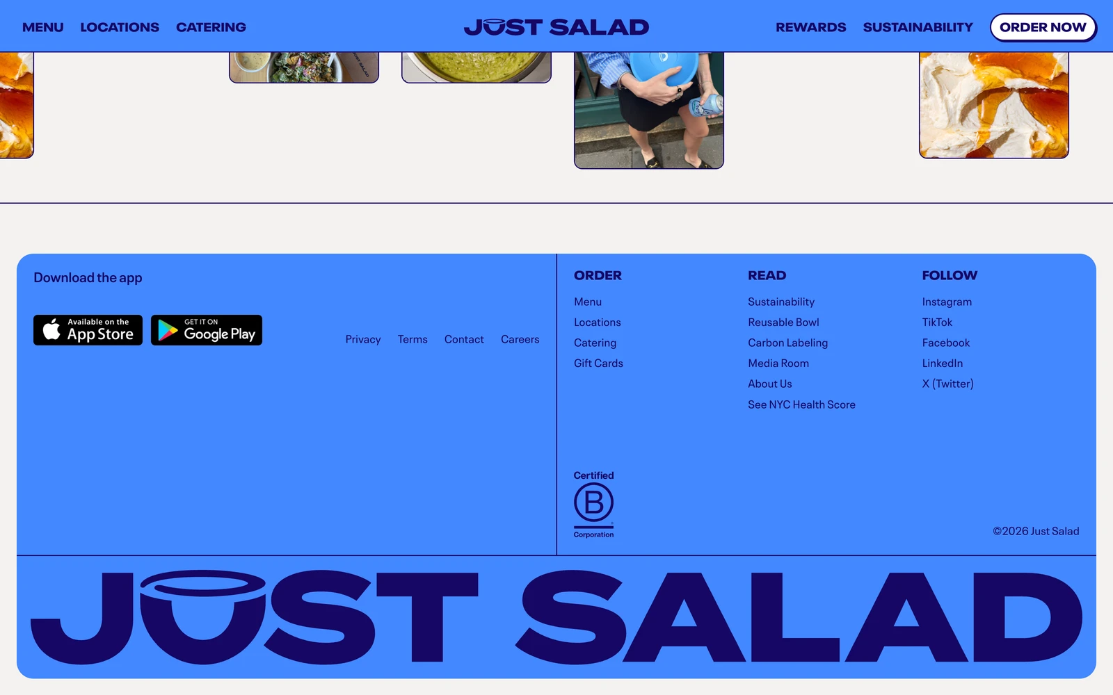 Bottom screenshot of JustSalad.com