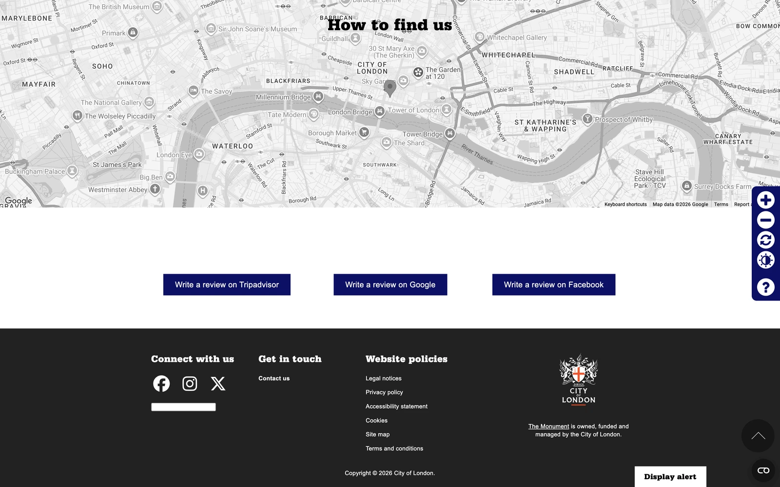 Bottom screenshot of TheMonument.org.uk
