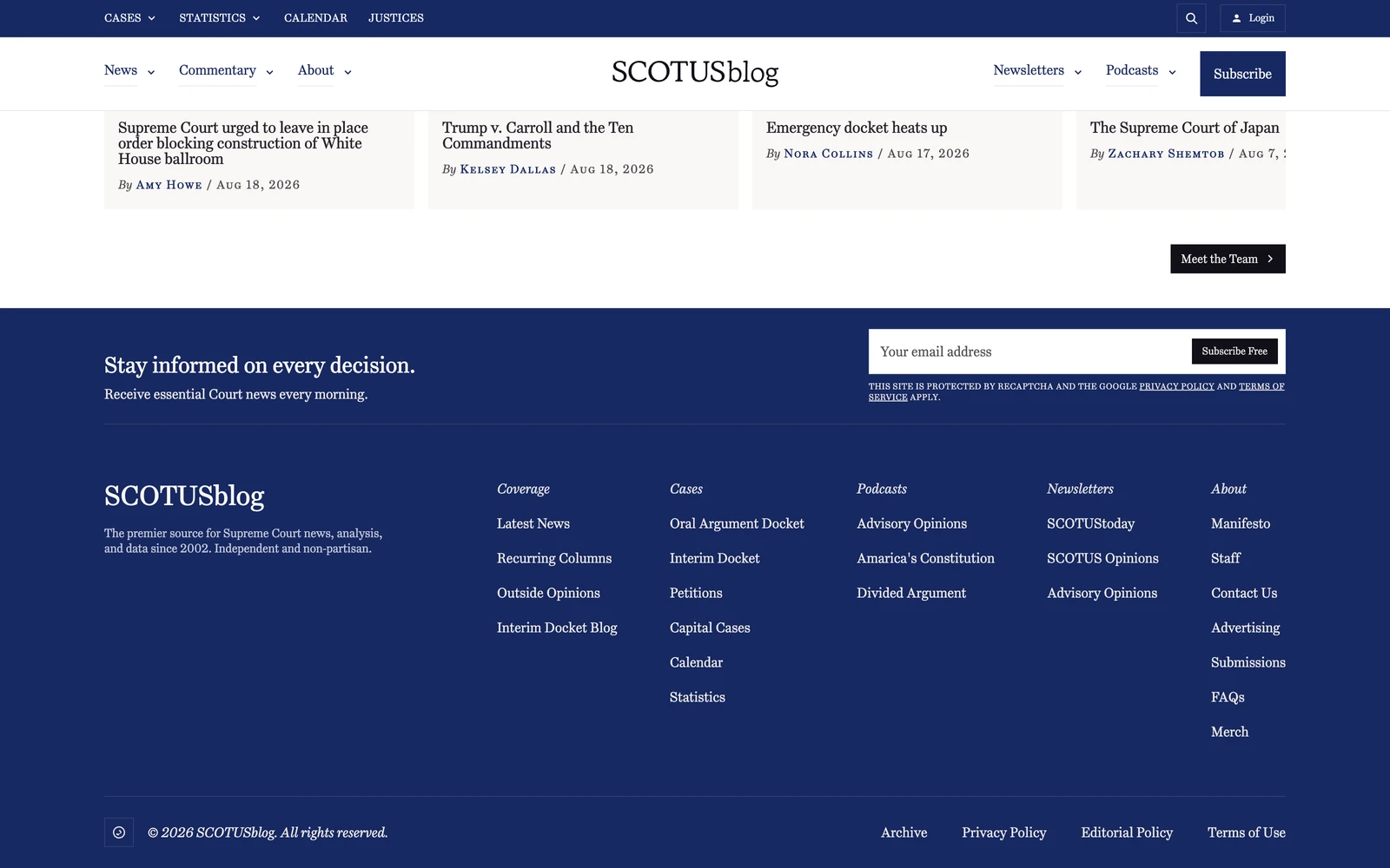 Bottom screenshot of ScotusBlog.com