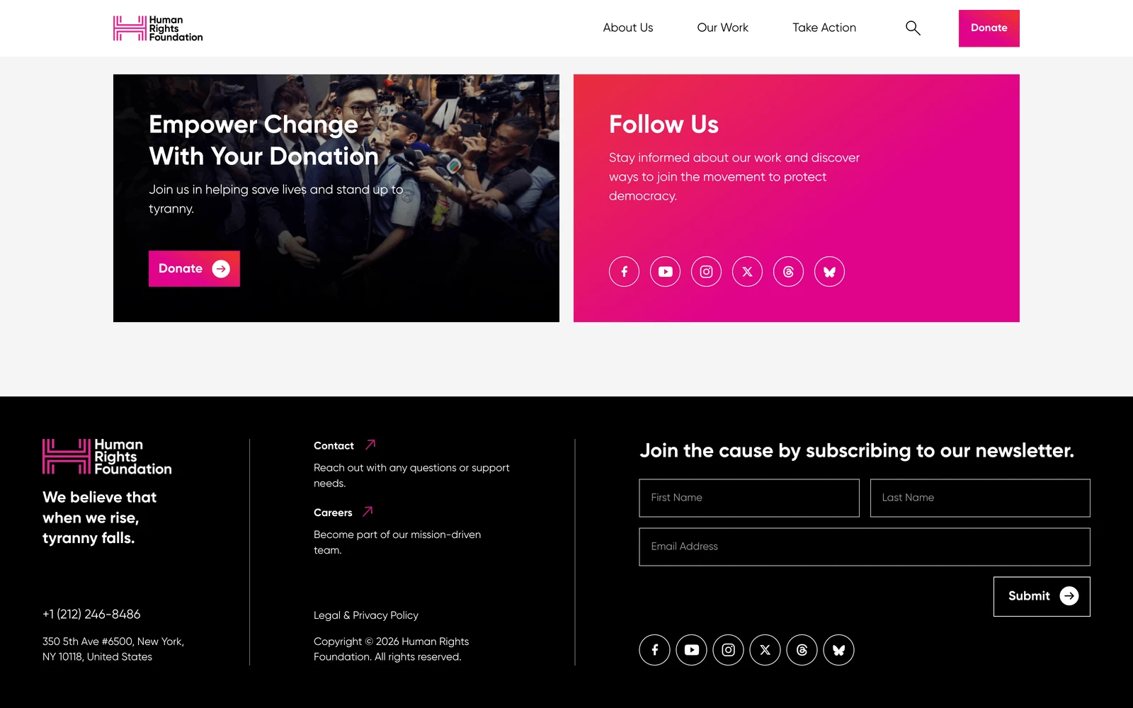 Bottom screenshot of HRF.org