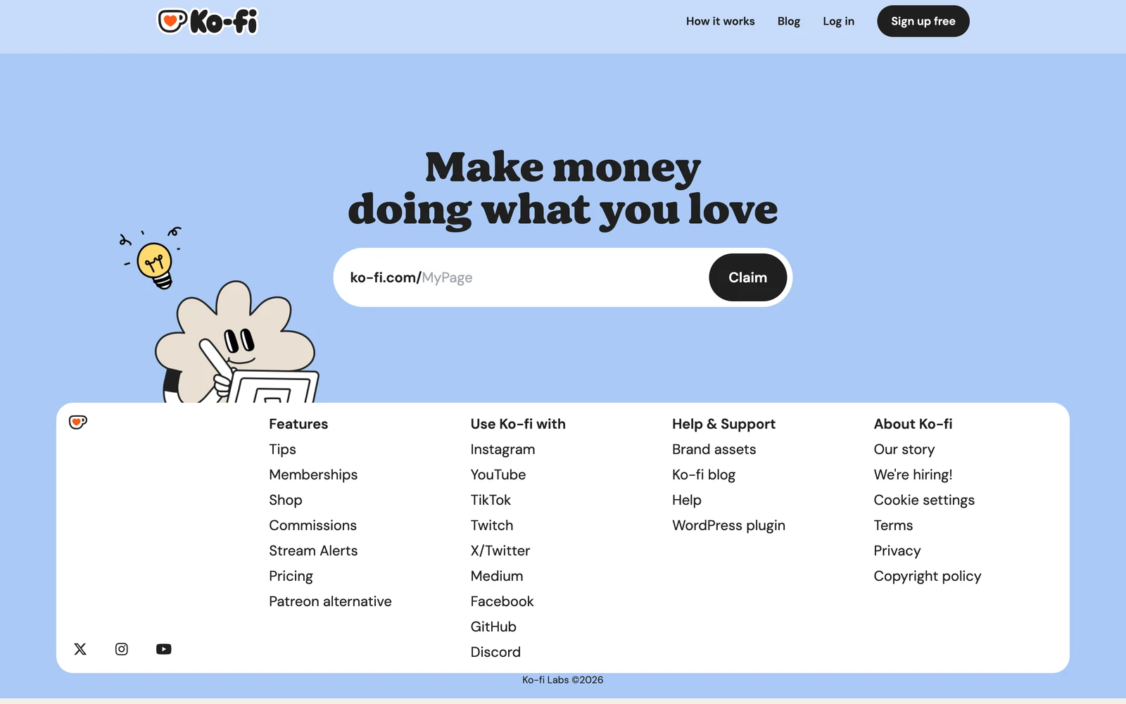 Bottom screenshot of Ko-fi.com