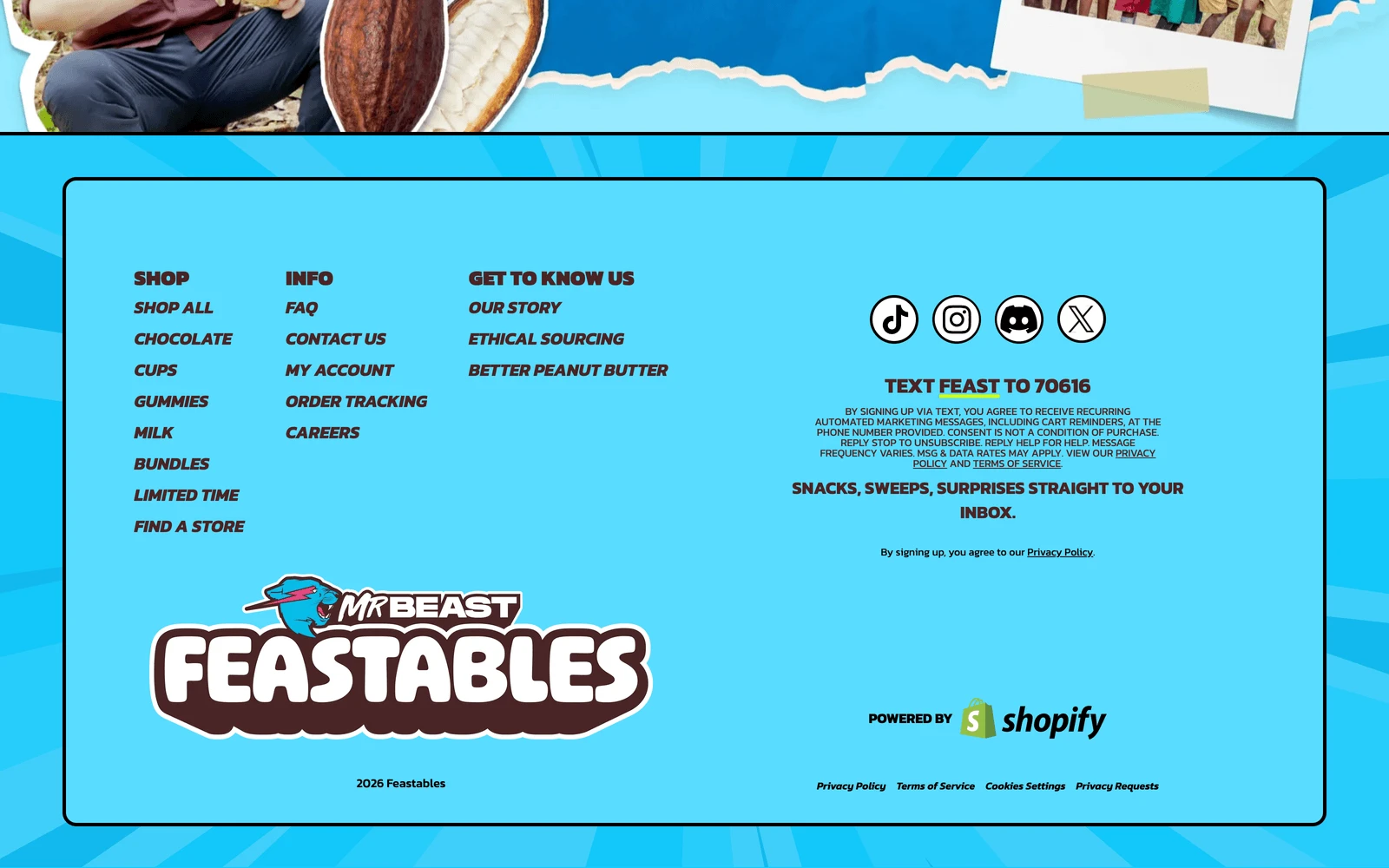 Bottom screenshot of Feastables.com
