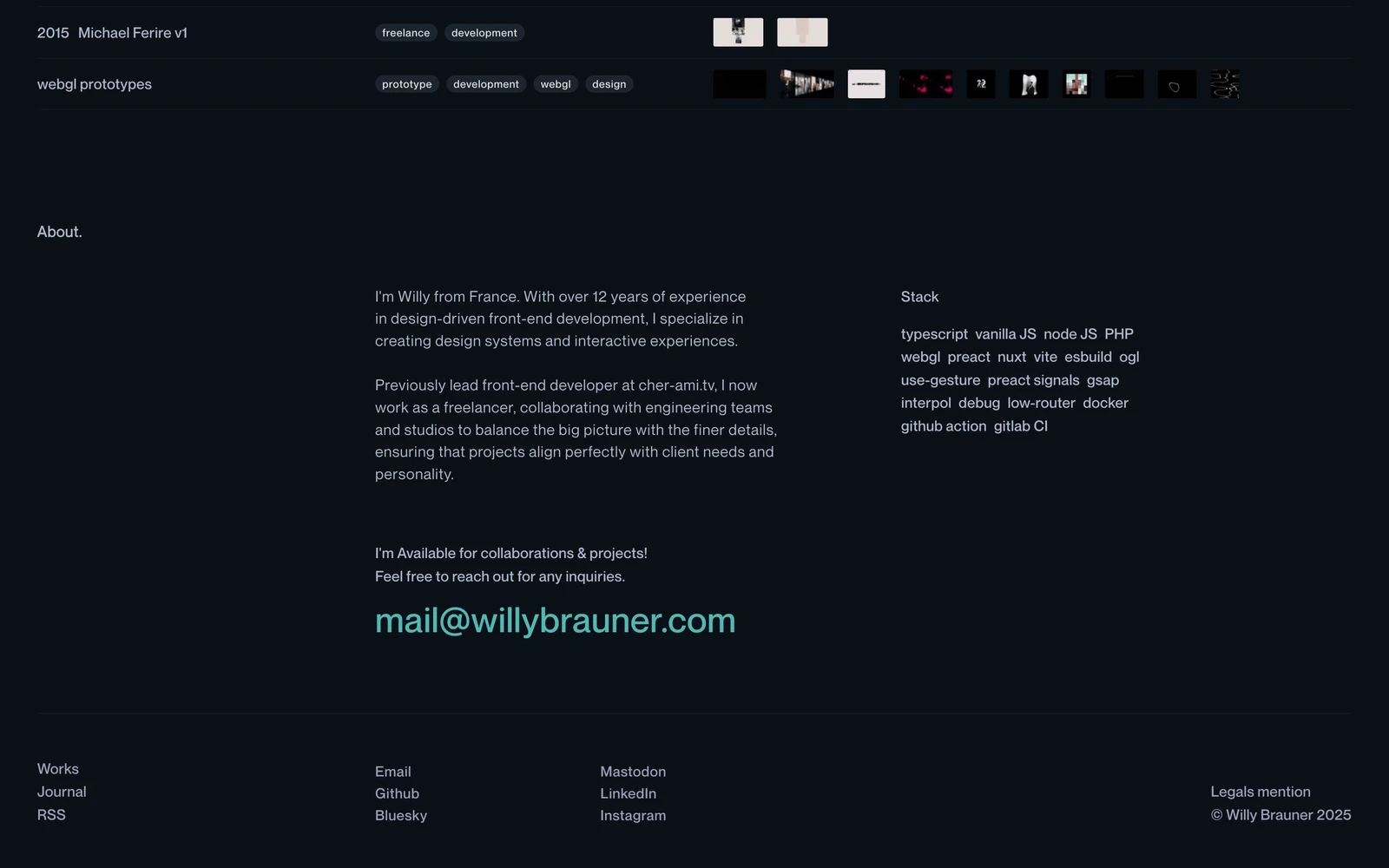 Bottom screenshot of WillyBrauner.com