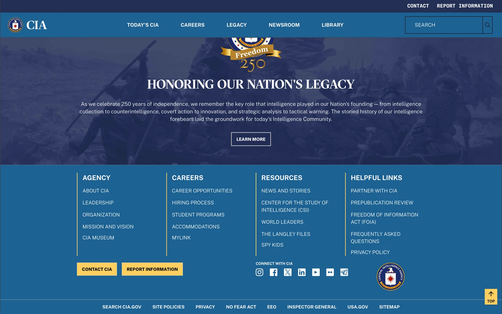 Bottom screenshot of CIA.gov