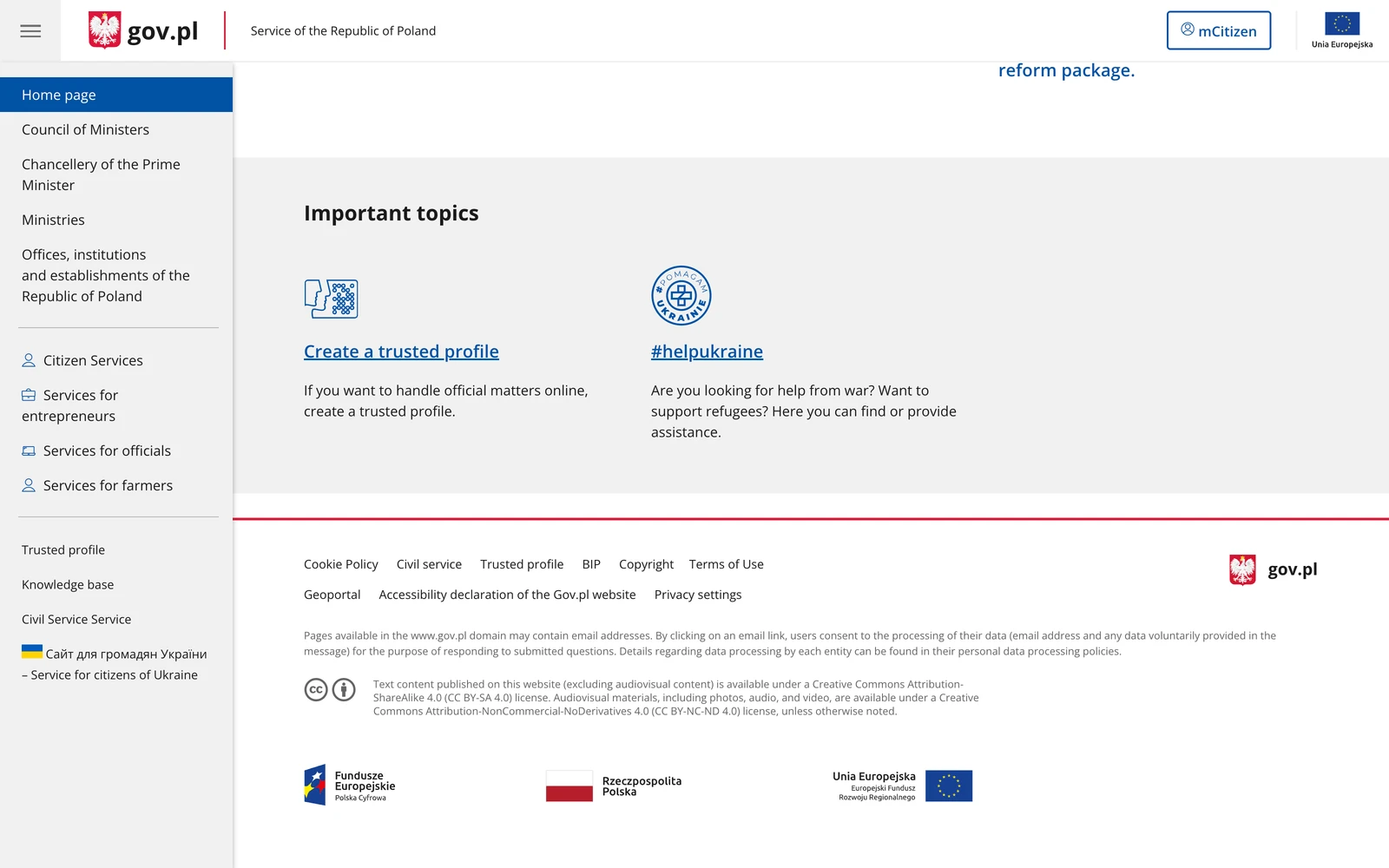 Bottom screenshot of Gov.pl