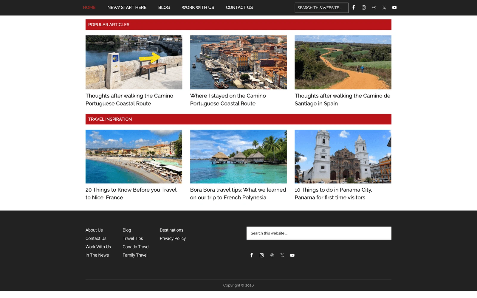 Bottom screenshot of TravelingCanucks.com