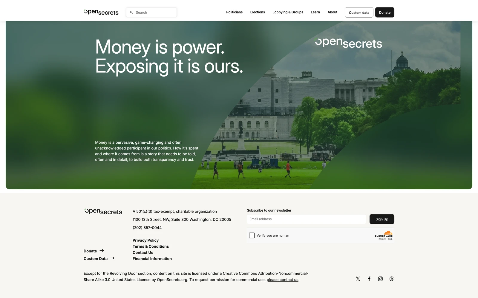 Bottom screenshot of OpenSecrets.org