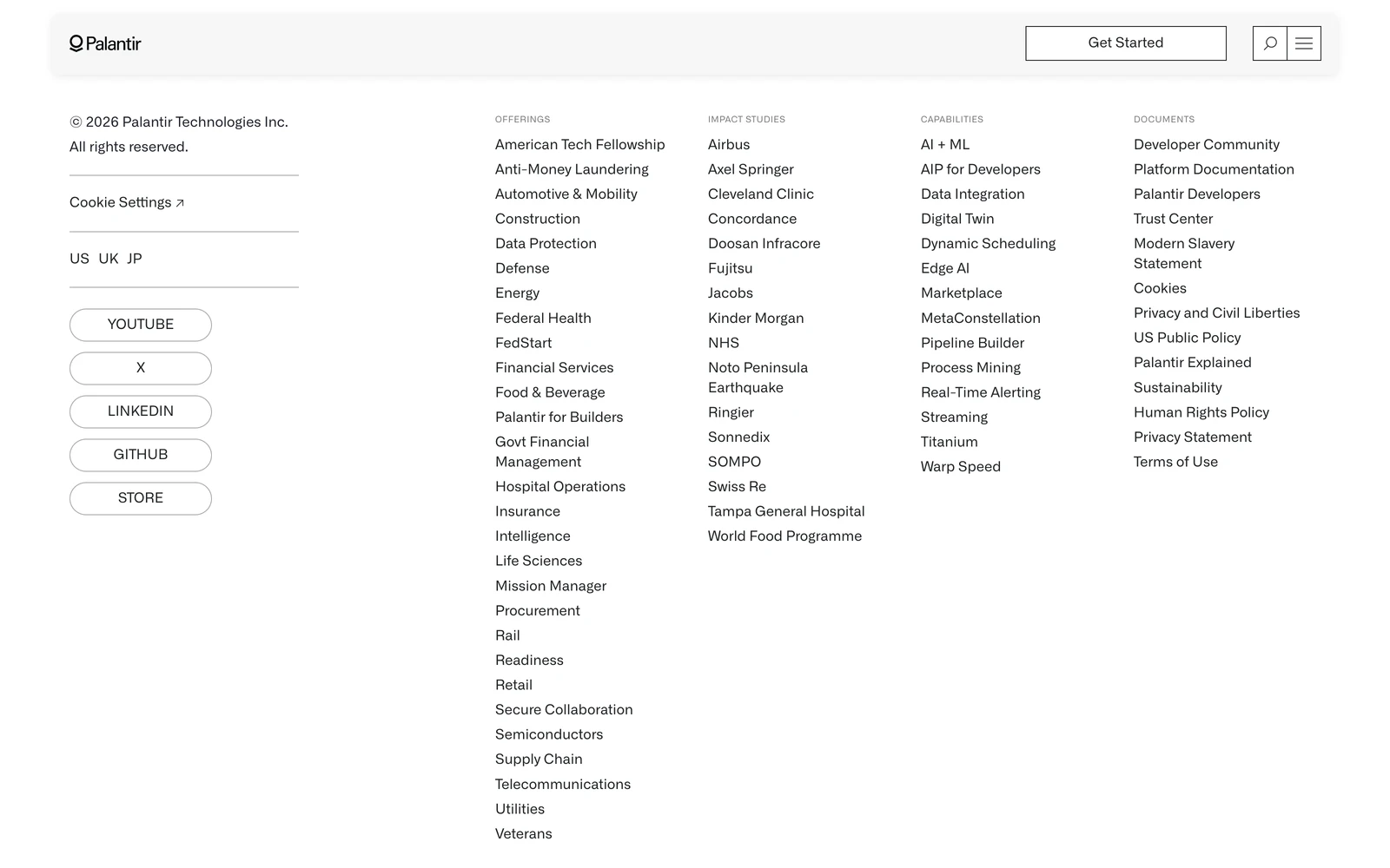 Bottom screenshot of Palantir.com