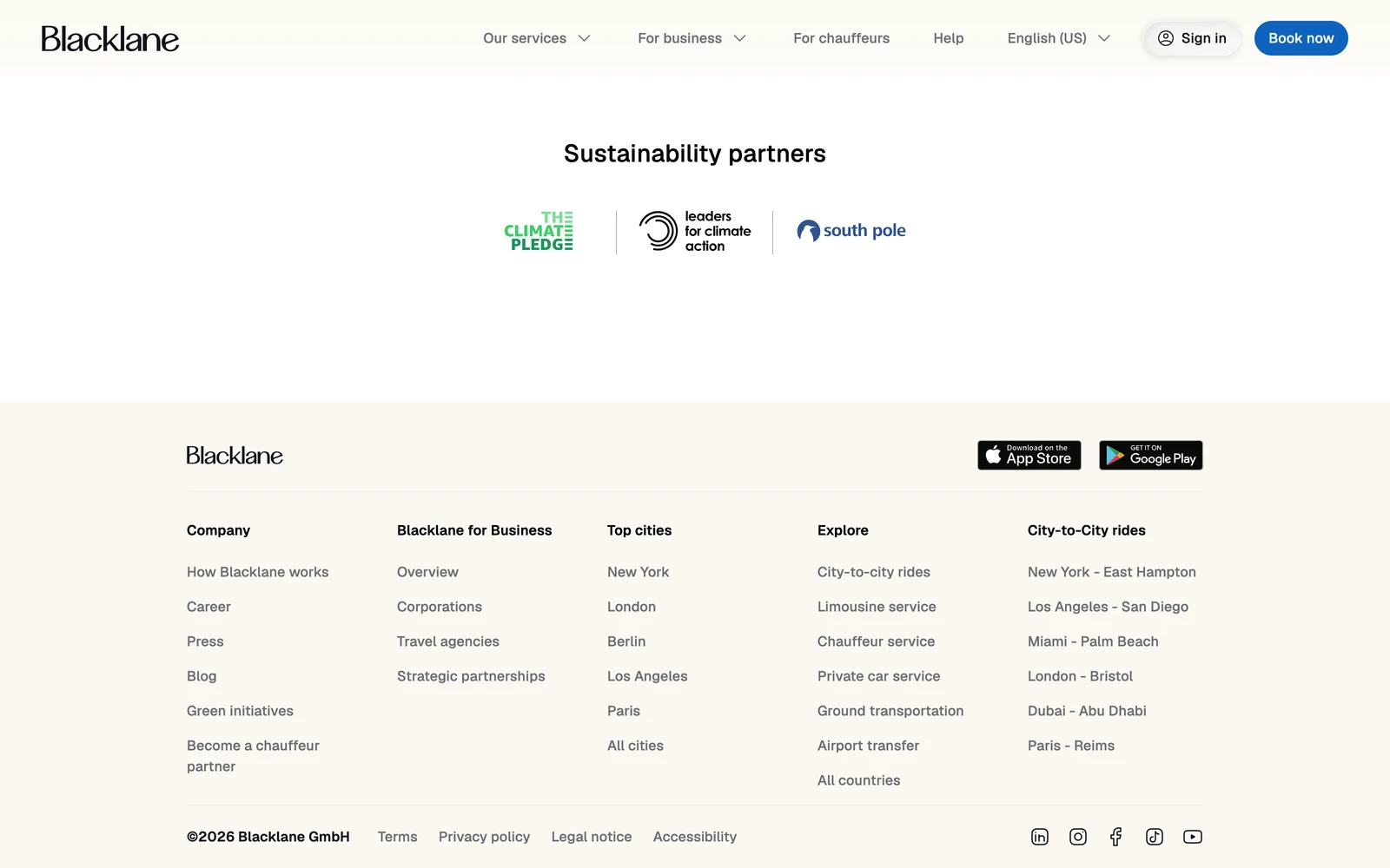 Bottom screenshot of Blacklane.com