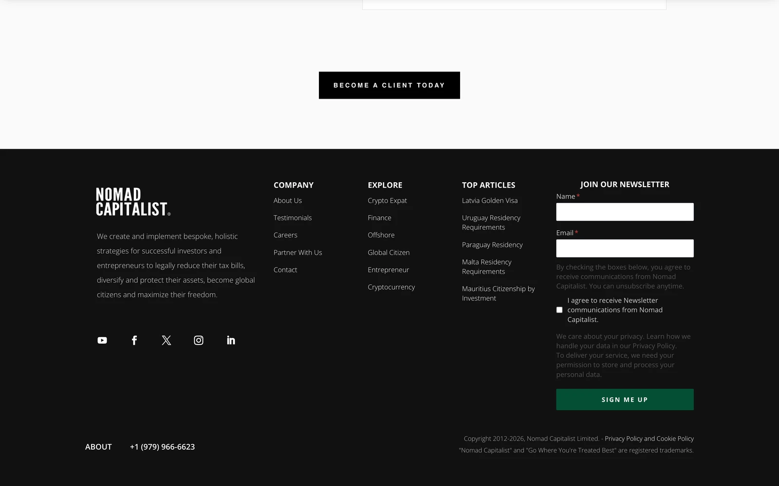 Bottom screenshot of NomadCapitalist.com