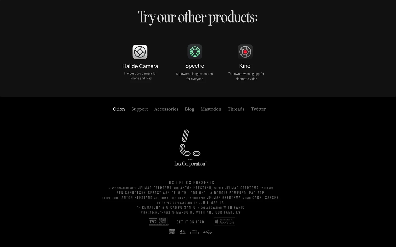 Bottom screenshot of Orion.tube