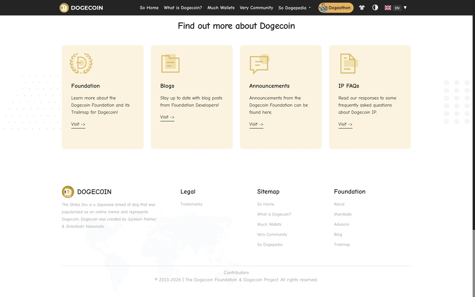 Bottom screenshot of Dogecoin.com
