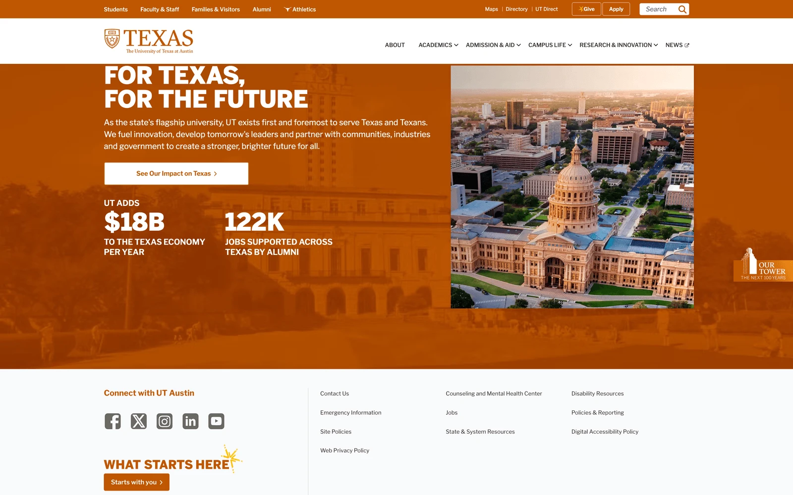 Bottom screenshot of UTexas.edu